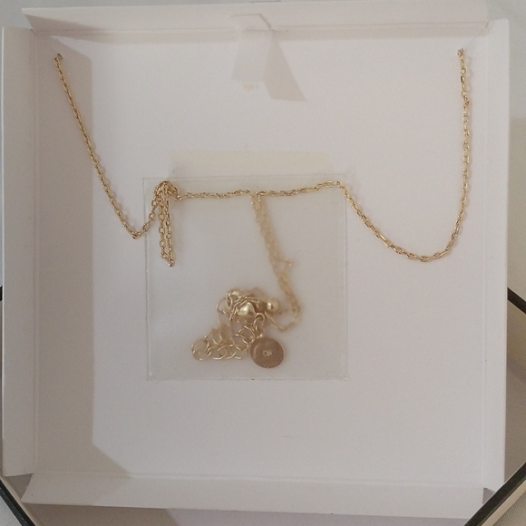 Rae Dunn BE Necklace 14kt Gold over Brass, 16"+ - Picture 4 of 6